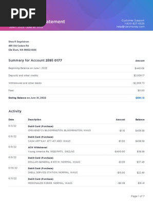 VARO Bank Statement