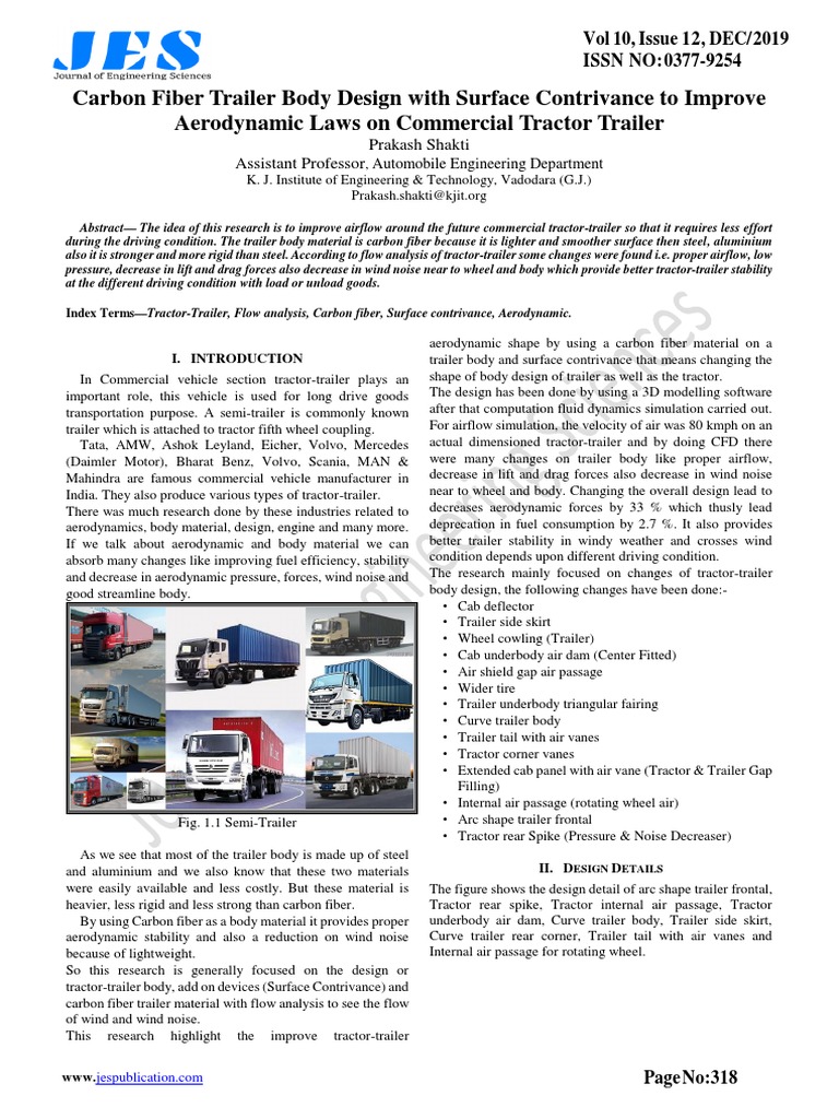 Carbon Fiber Trailer Body Design With Surface Contrivance To Improve