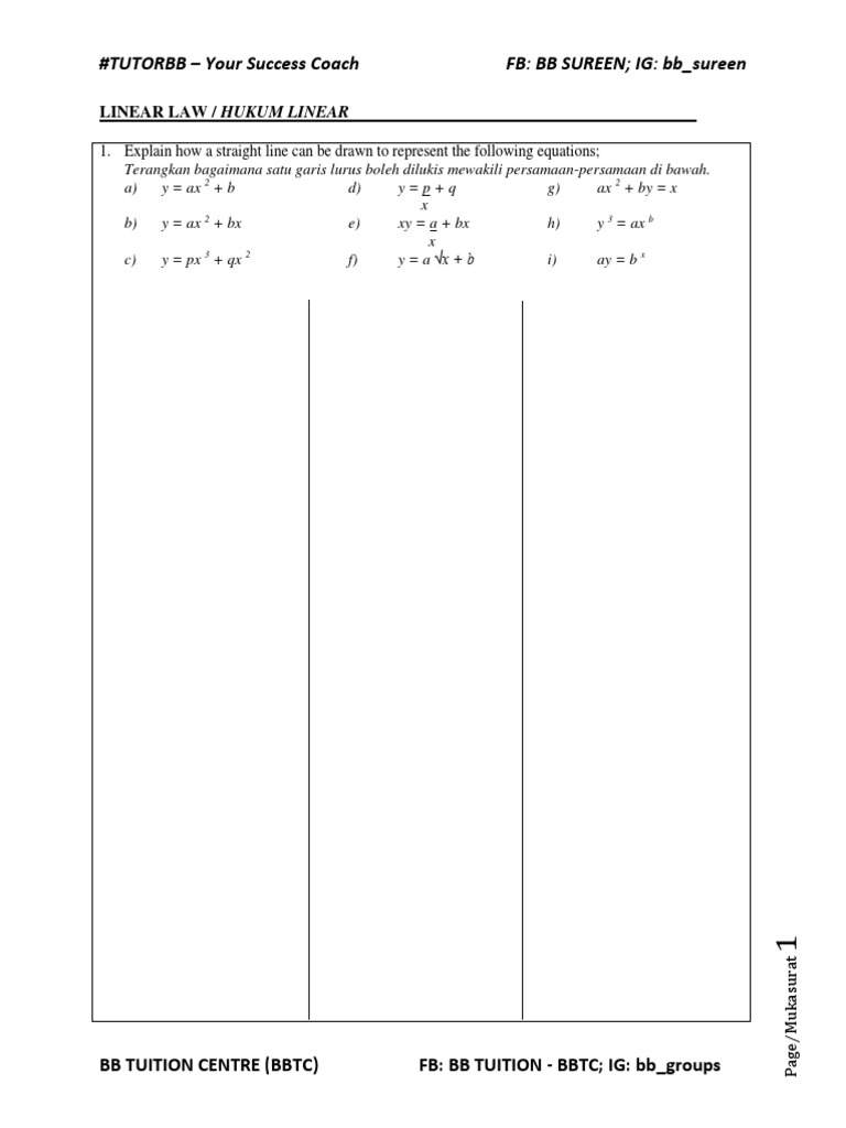 Linear Law Equations Explained | PDF | Mathematics | Analytic Geometry