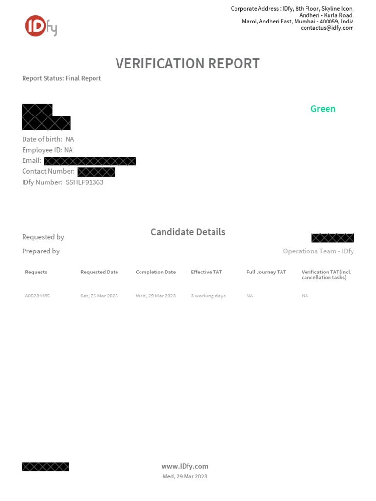 IDfy Background Verification Report | PDF | Information | Audit