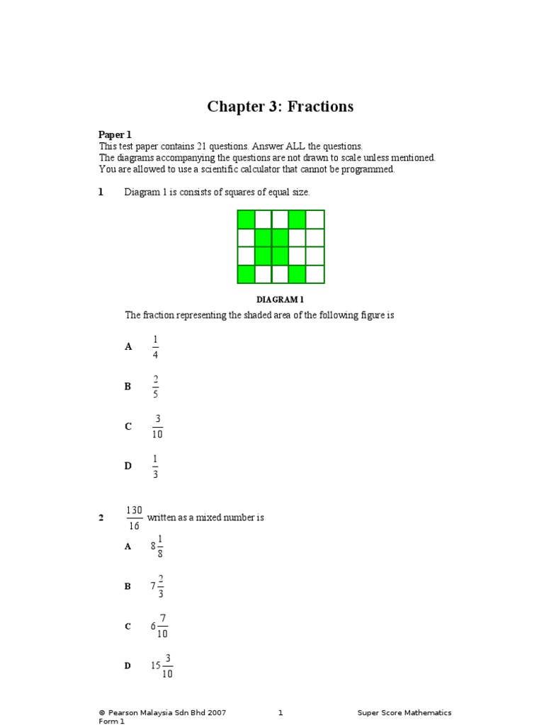 Form 1 - Chapter 3 | PDF | Elementary Mathematics | Teaching Mathematics