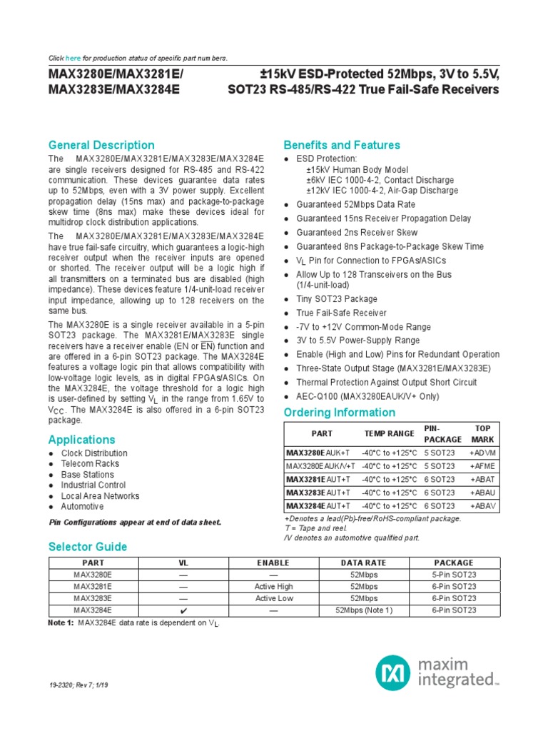 Max3280e Max3284e | PDF | Electrostatic Discharge | Electrical Engineering