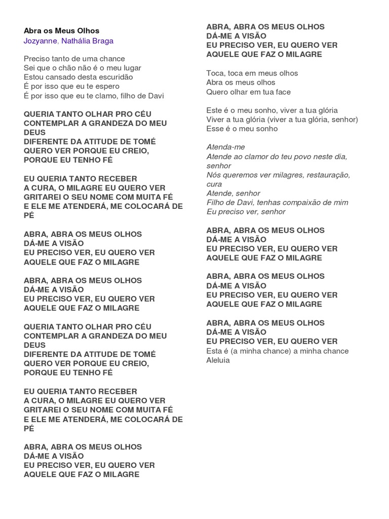 Abra Os Meus Olhos Pdf Crença E Doutrina Religiosa