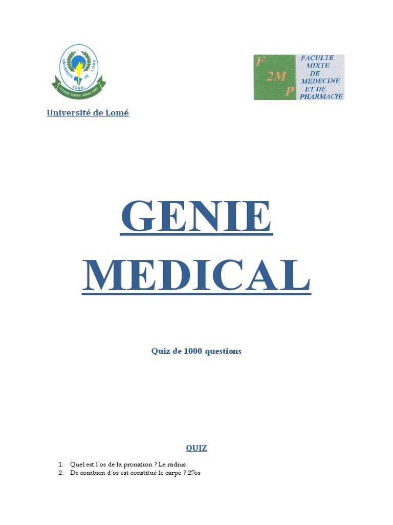 Quiz de Médecine Générale 1000 Questions PDF Antigène Système — free download