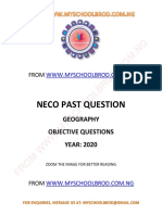 Neco 2020 Geography Objective