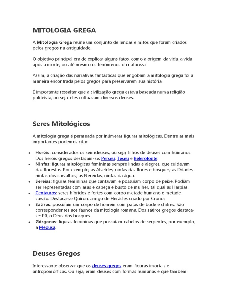 Resumo Sobre Mitologia Grega Pdf Mitologia Grega Os Doze Olimpianos