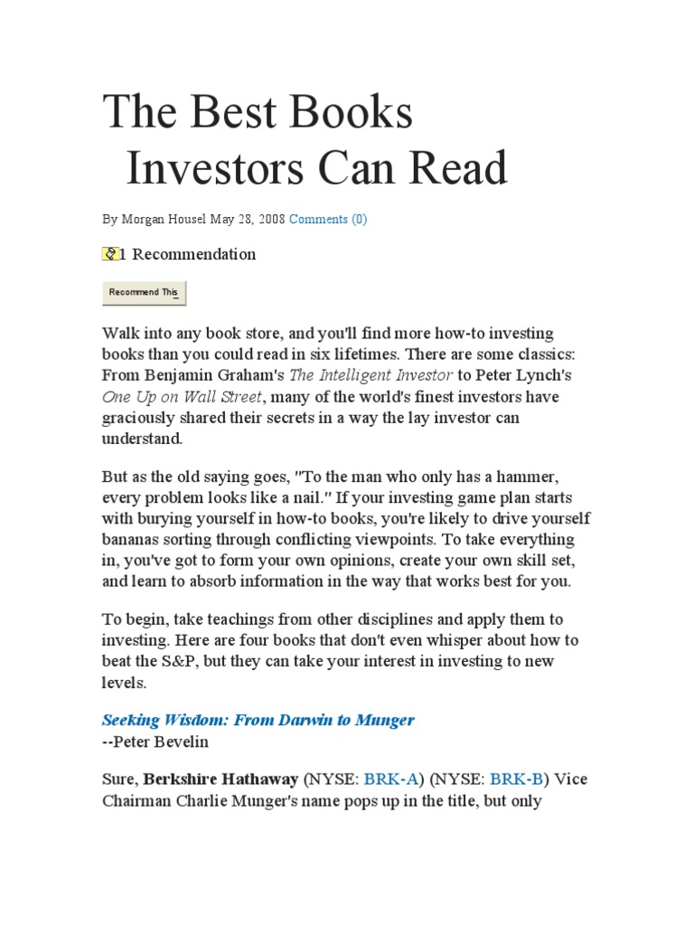 Top Investing Books for Investors | PDF | Benjamin Graham | Investing