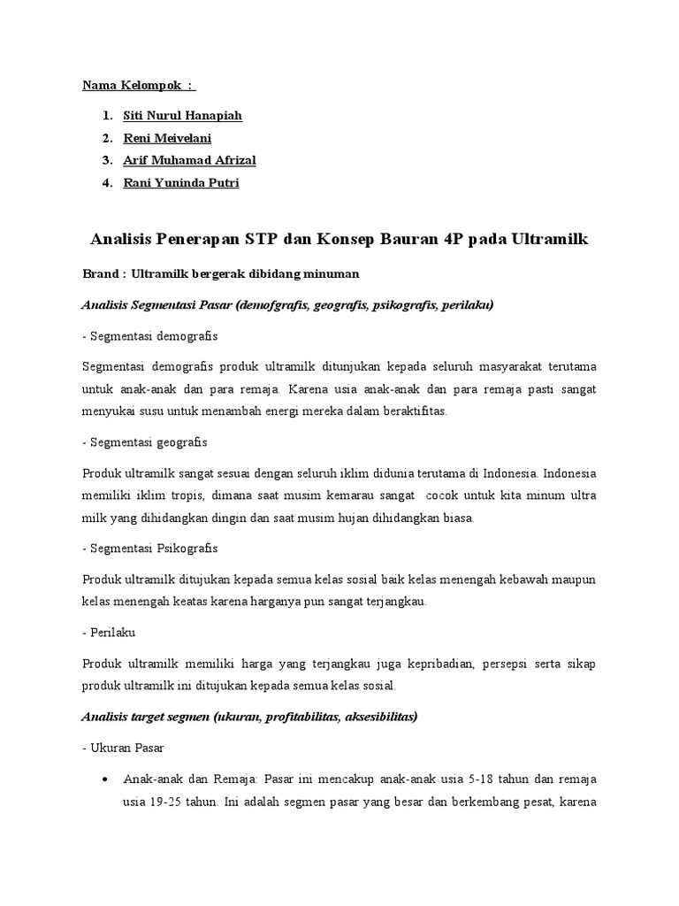 Analisis STP dan 4P Ultramilk | PDF