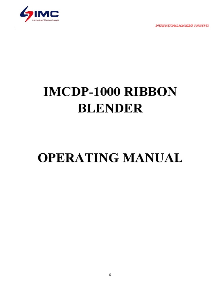Manual 121019 Imcdp1000 Ribbon Blender PDF Machines Blender