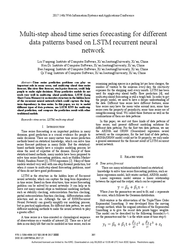 LSTM for Multi-Step Time Series Forecasting | PDF | Time Series ...