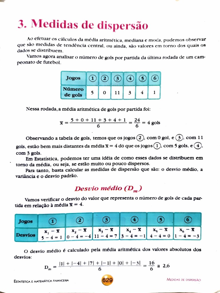 Medidas de Dispersao | PDF | Média | Dispersão estatística