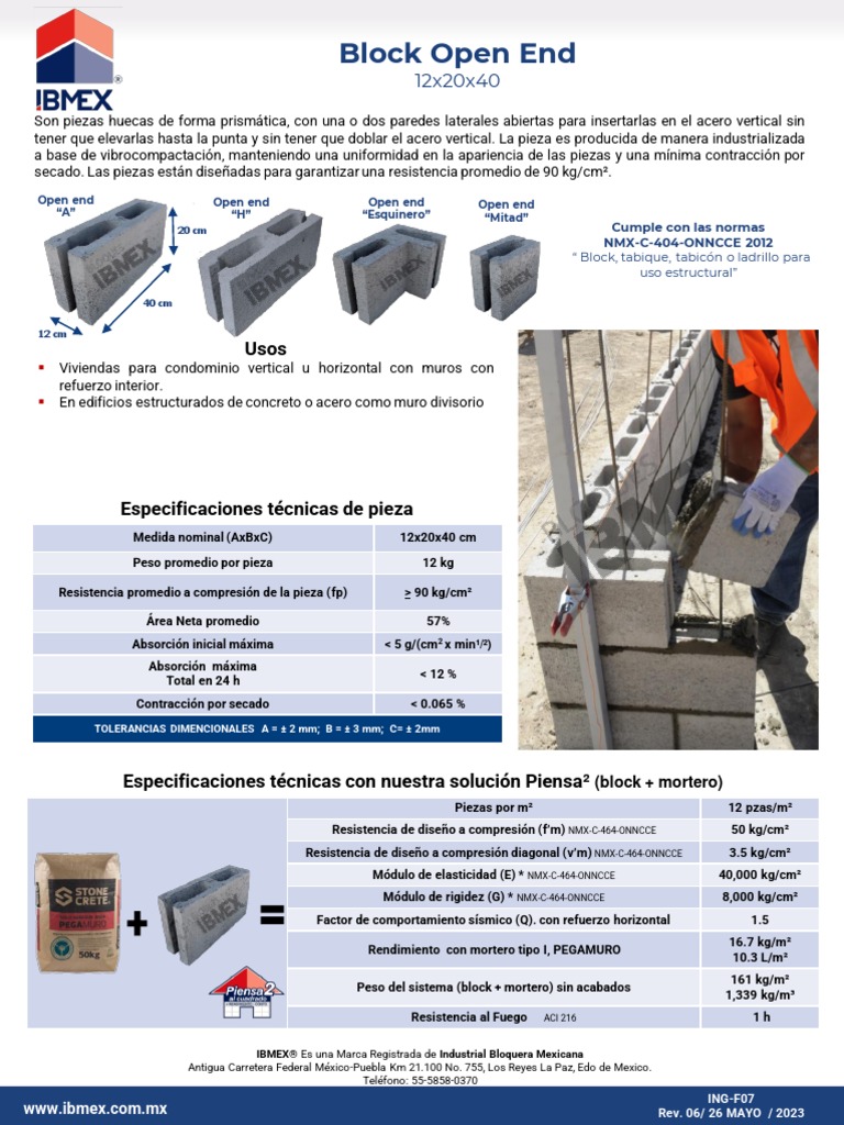 Block Open End 12x20x40 | PDF | Construyendo tecnología | Materiales de ...