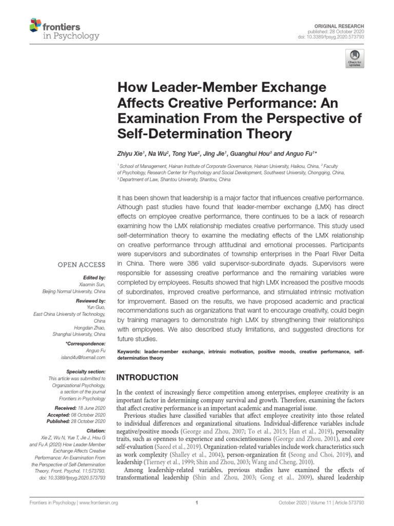 57 How Leader Member Exchange Affects Creative Performance An