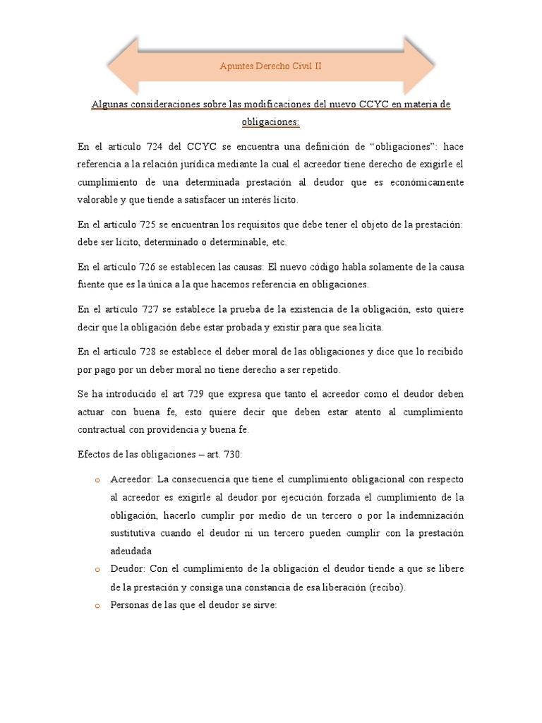 Modificaciones CCYC en Obligaciones | PDF | Interés | Pagos