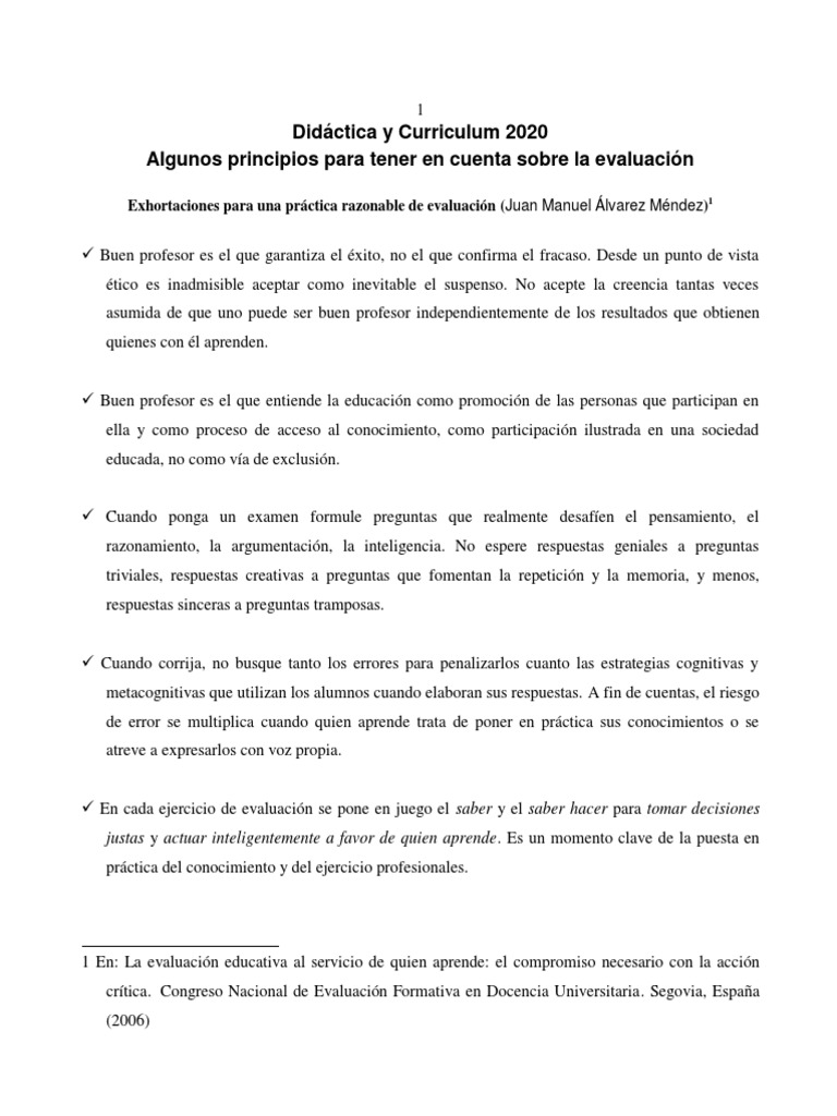 Evaluación Educativa: Principios Clave | PDF | Evaluación | Plan de ...