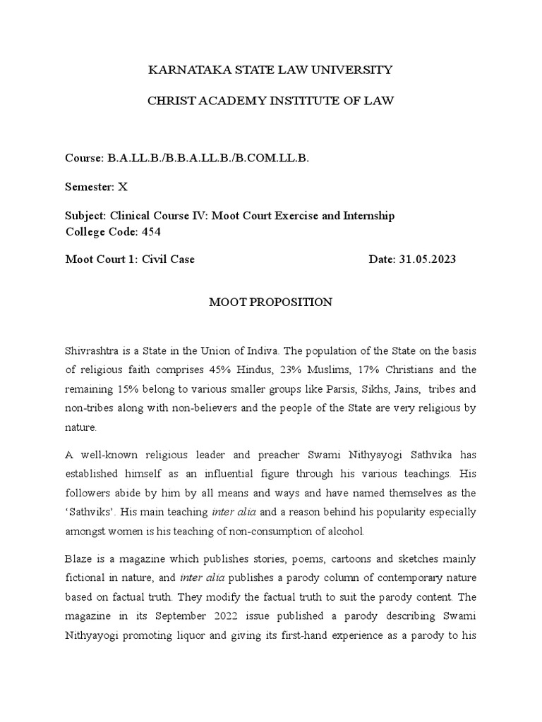 Moot Court Case: Defamation Appeal in Indiva | PDF | Justice | Crime ...