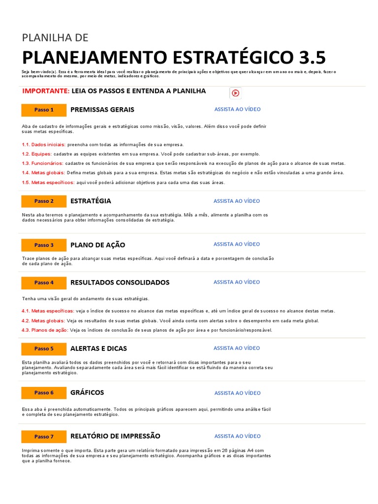 Planilha de Planejamento Estratégico 3.5 | PDF | Planejamento ...