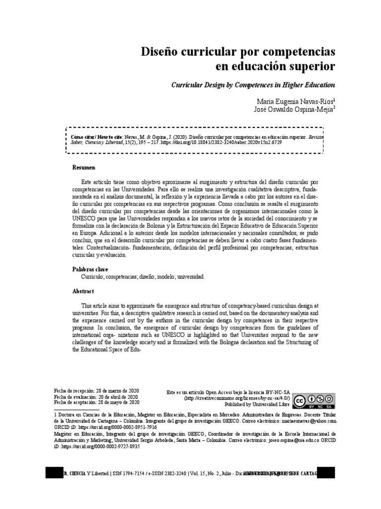 Diseño Curricular por Competencias en Educación Superior | PDF | Plan ...