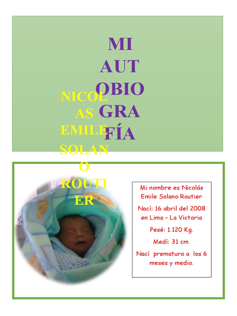 Autobiografía de Nicolás Emile Solano | PDF | Relaciones personales,  crianza y desarrollo personal | Salud y bienestar