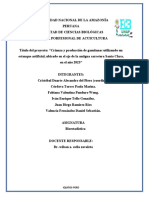 Avanze de Informe Sobre La Crianza y Reproducción de Gamitanas, Utilizando Un Estanque Artificial