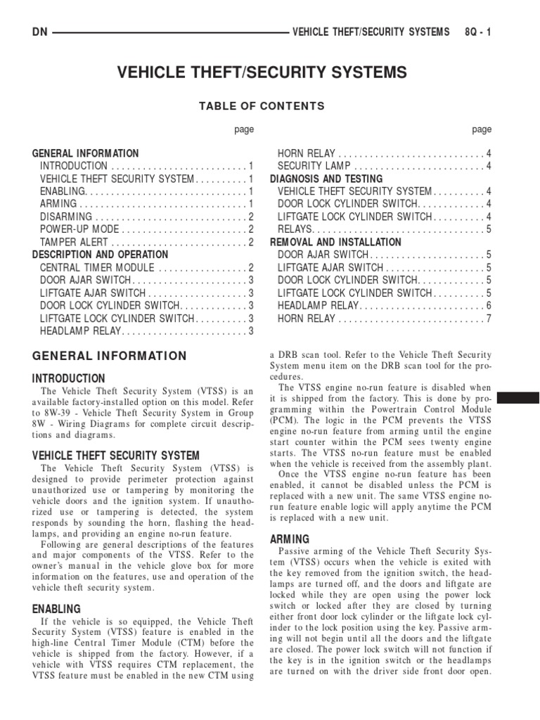 Vehicle Theft Security Systems PDF Relay Switch