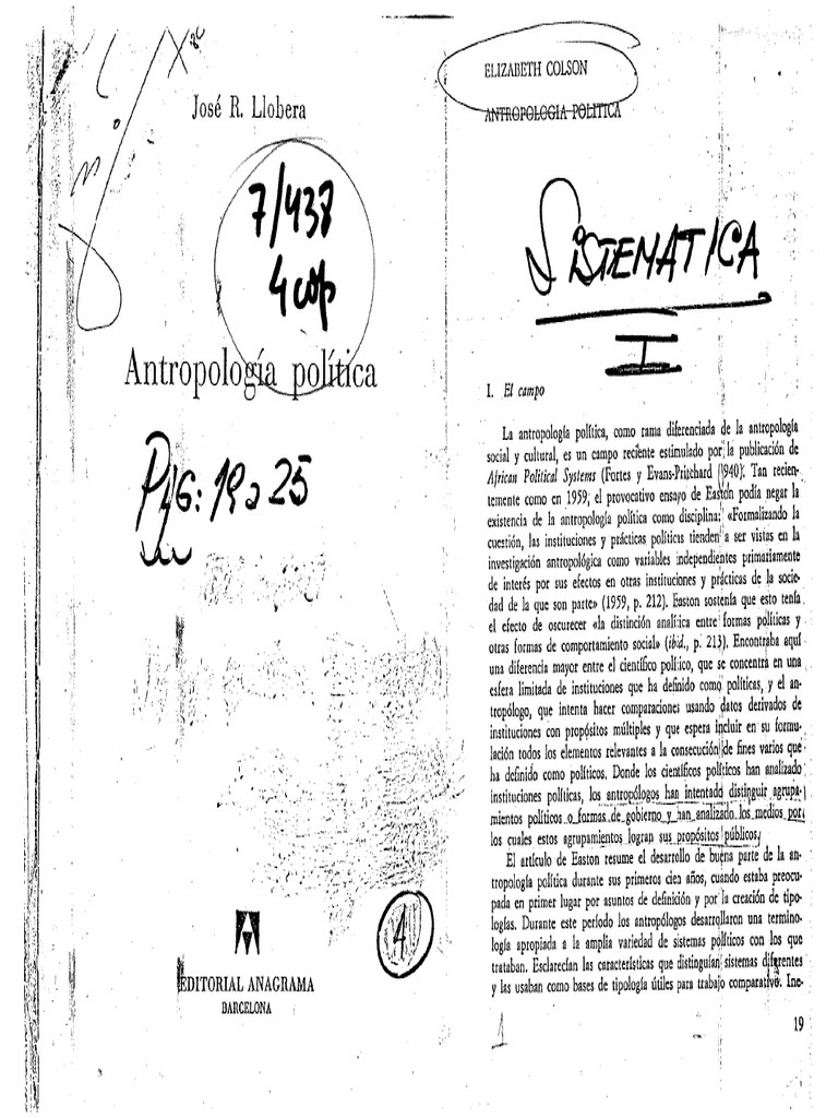 Colson Elizabeth - Antropología Política | PDF