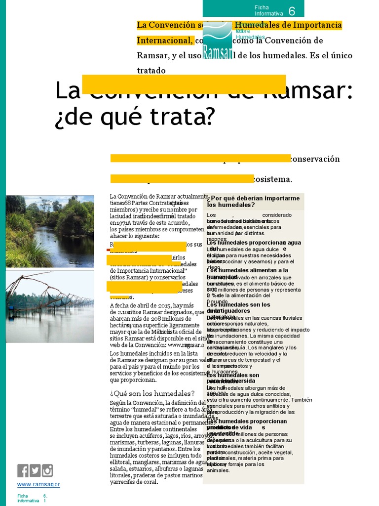 Convención de Ramsar: Humedales Importantes | PDF | Humedal | Agua