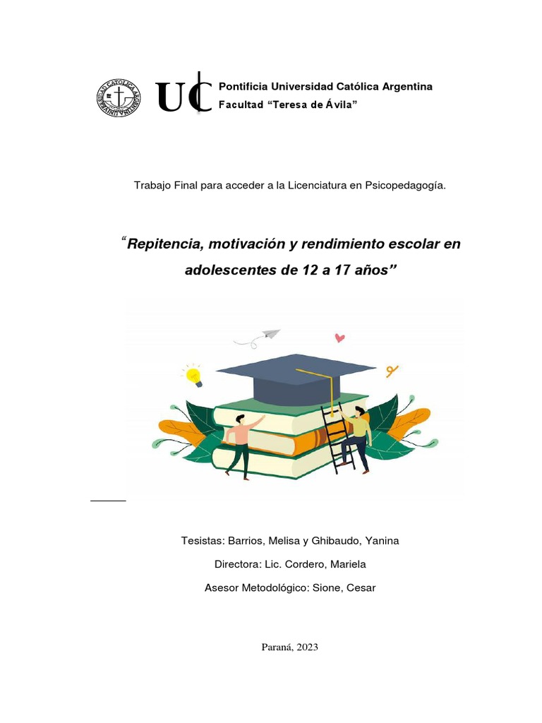 Repitencia y rendimiento escolar en adolescentes | PDF | Motivacional ...