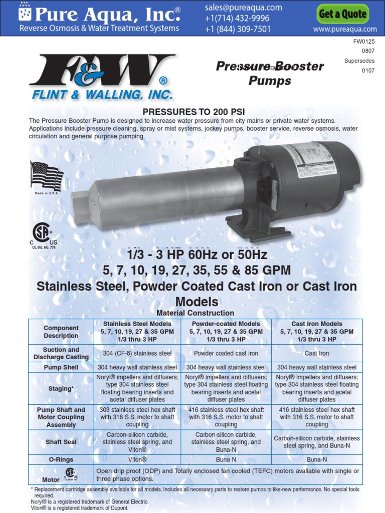 Flint and Walling Booster Pump PDF Liquids Gas Technologies