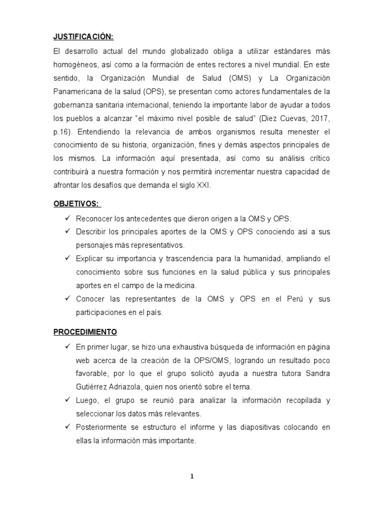 Ops Oms | PDF | Organización Panamericana de la Salud | Organización ...