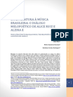 Da Literatura A Mu Sica Brasileira: O Dia Logo Melopoe Tico de Alice Ruiz E Alzira E