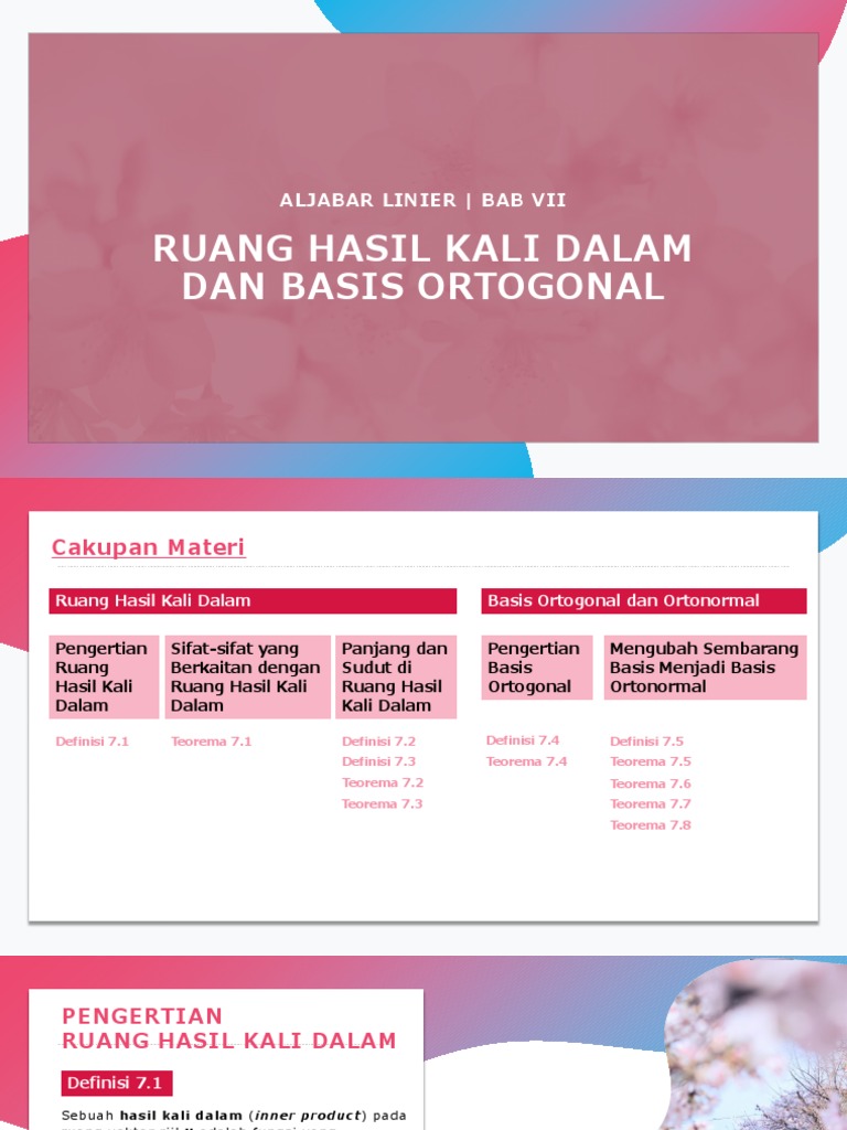 Ruang Hasil Kali Dalam dan Basis Ortogonal | PDF