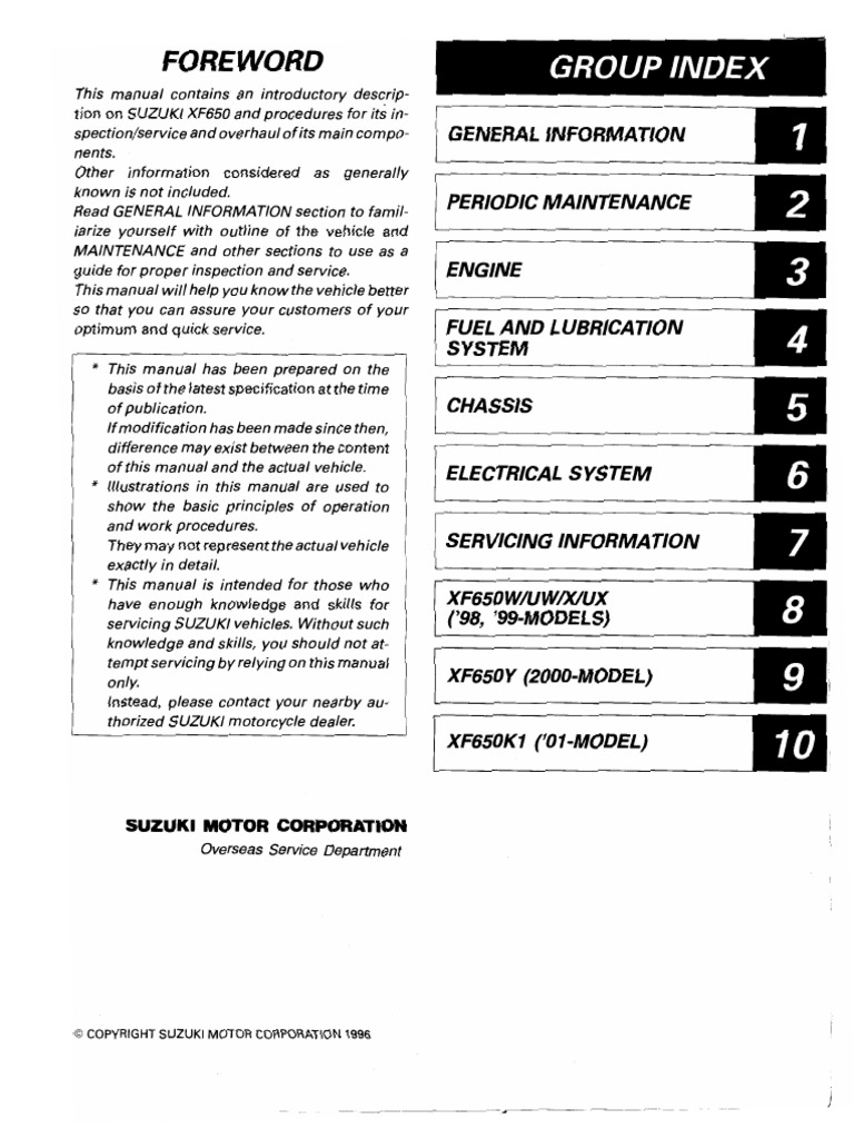 Vue éclatée Suzuki XF650 V (1997) Freewind 1 - CYLINDER HEAD