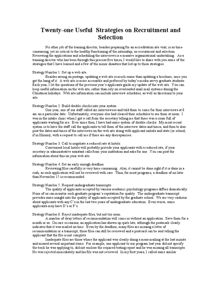 Useful Strategies On Recruitment and Selection | PDF | Consensus