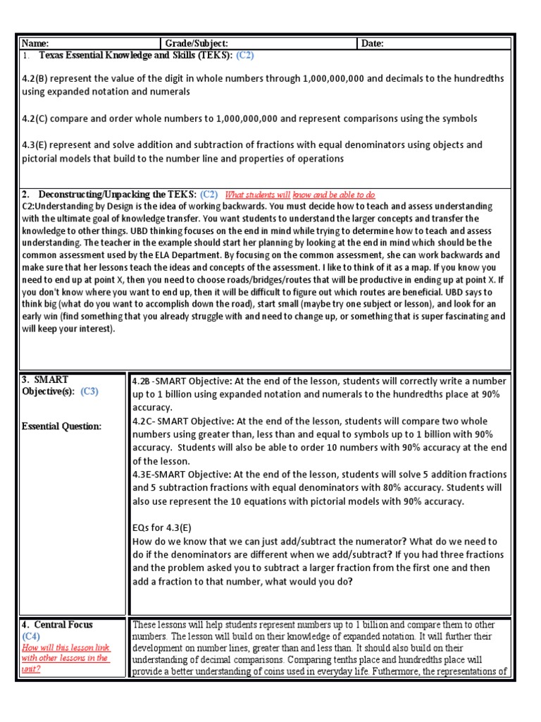 Edtpa Lesson Plan Guide LPG PDF Educational Assessment Numbers