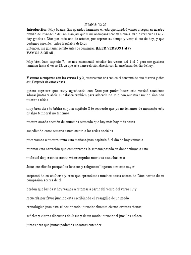 Enseñanza Juan 8, 12-20 | PDF | Jesús | Cristo (título)