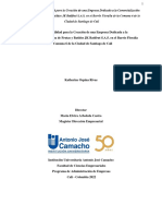 Artículo - Estudio de Factibilidad para La Creación de Una Empresa Dedicada A La Comercialización de Pulpa de Frutas y Batidos JK Batifrut S.A.S en El Barrio Floralia