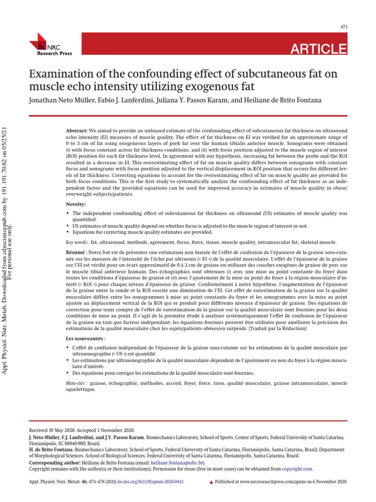 Impact of Subcutaneous Fat on Muscle Echo | PDF | Regression Analysis ...
