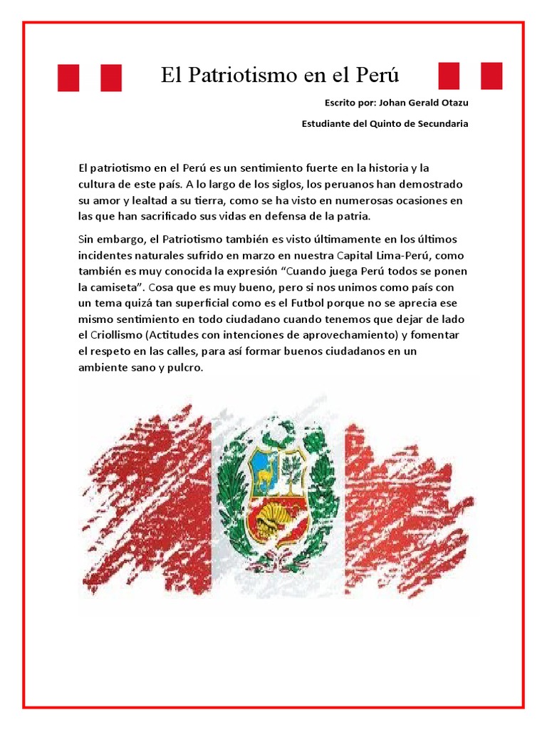 El Patriotismo en el Perú: Historia y Valor | PDF | Perú | Patriotismo