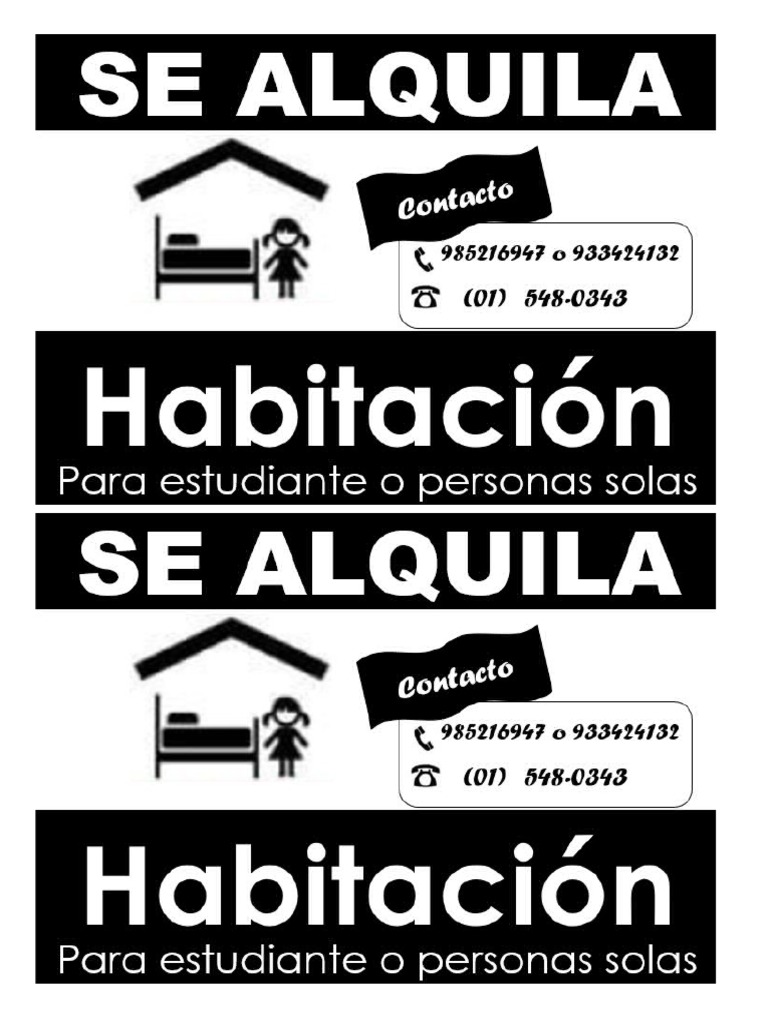 Cartel_de_alquiler_de_habitaciones _Blanco y negro VERTICAL | PDF
