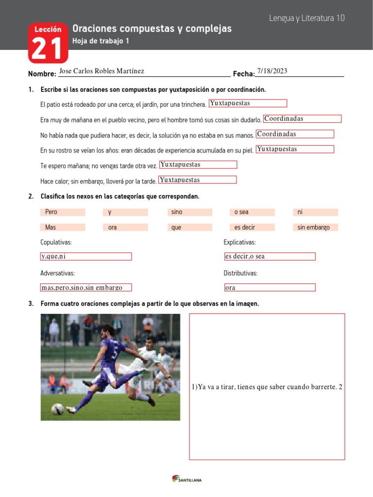 Hoja de Trabajo - Oraciones Compuestas y Coordinadas | PDF