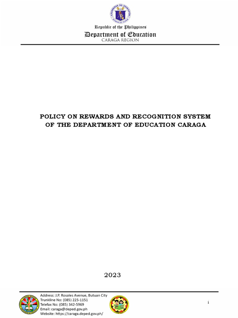 DepEd Caraga Rewards and Recognition Policy | PDF | Incentive ...