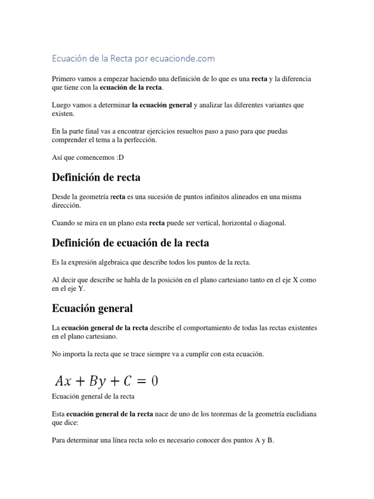 Ecuaciones de Rectas: Guía Completa | PDF | Línea (geometría) | Pendiente