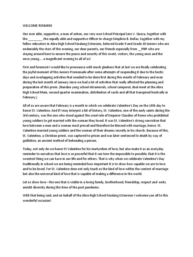 Jsprom Welcome Remarks Pdf