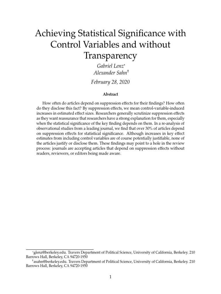 Achieving statistical significance with control variables and without