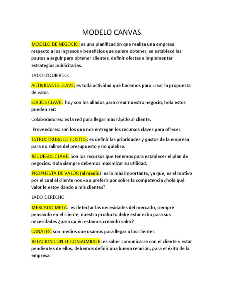 Guía Completa del Modelo Canvas | PDF | Creatividad | Cliente