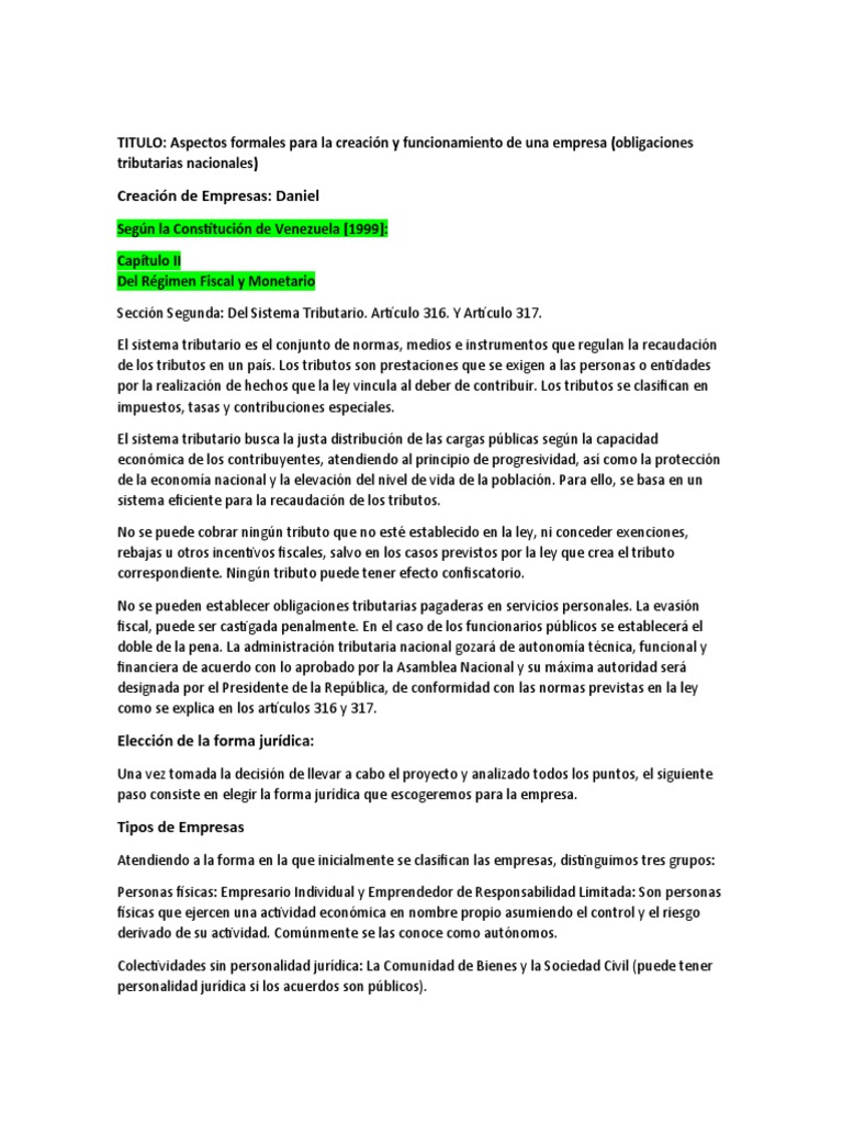 Obligaciones Tributarias para Empresas en Venezuela | PDF | Impuestos ...