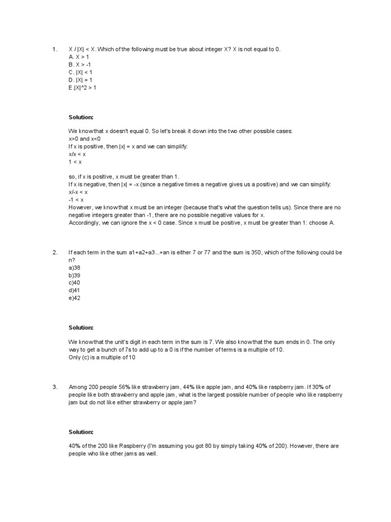 300+ GMAT Math Questions With Best Solutions | PDF | Prime Number ...