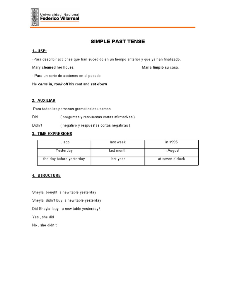 Simple Past Tense Guide and Exercises | PDF | Semantic Units ...