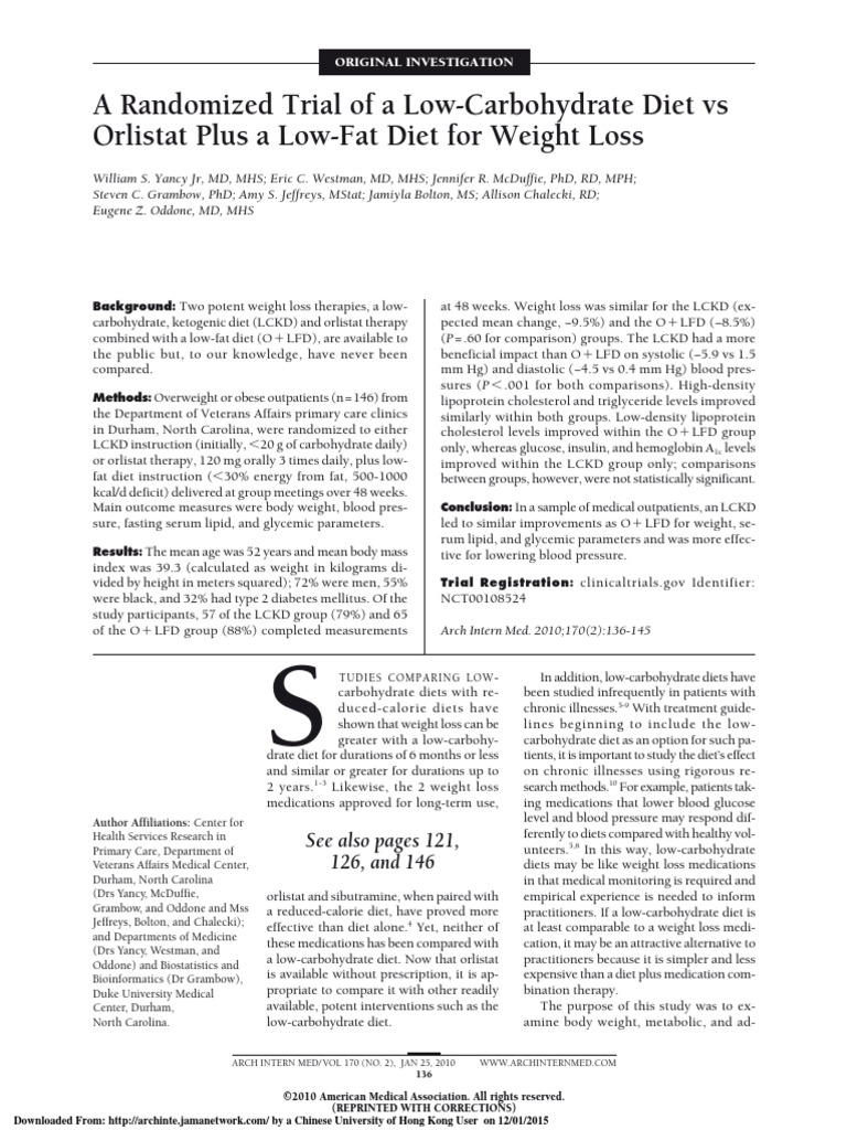6. Un ensayo aleatorio de una dieta baja en carbohidratos versus